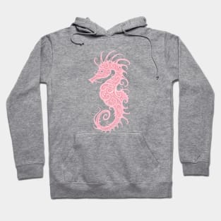 Intricate Pink Tribal Seahorse Design Hoodie